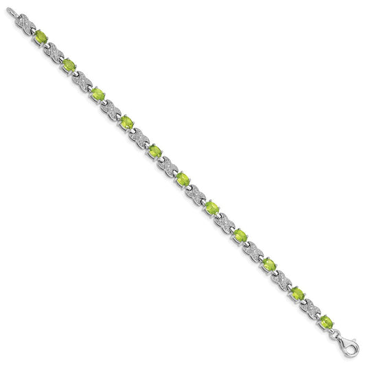 Sterling Silver Rhodium-plated Peridot Bracelet QX851PE