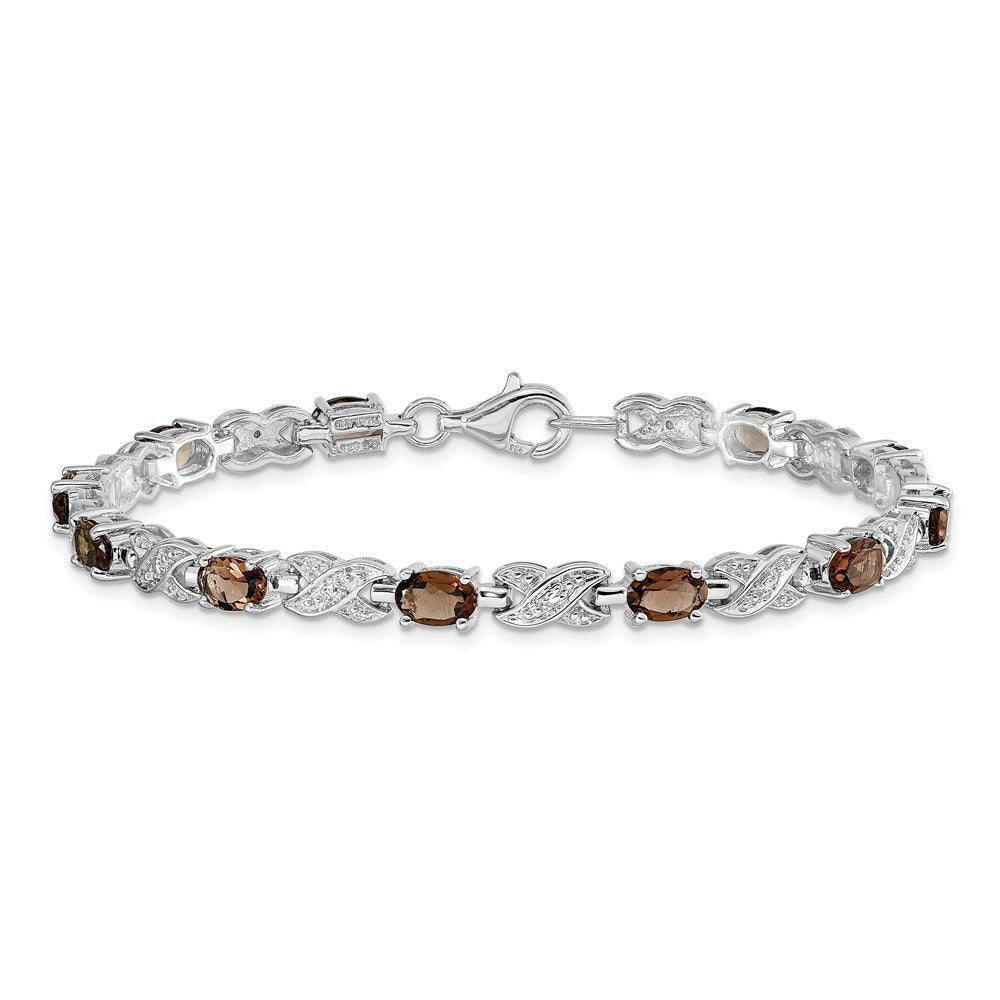 Sterling Silver Rhodium-plated Smoky Quartz Bracelet QX851SQ