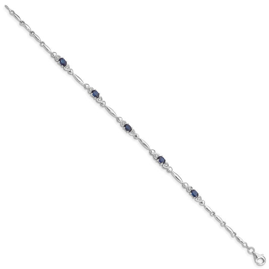 Sterling Silver Rhodium-plated Sapphire and Diamond Bracelet QX852S