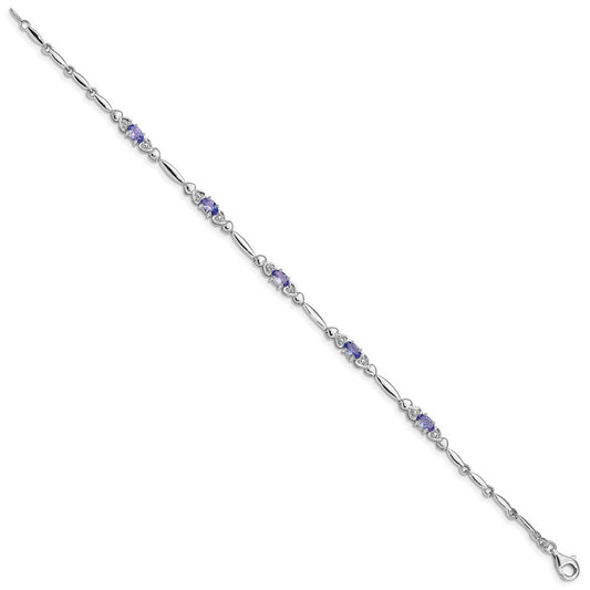 Sterling Silver Rhodium-plated Tanzanite and Diamond Bracelet QX852TZ