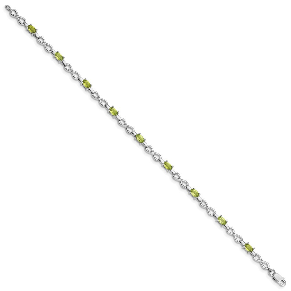 Sterling Silver Rhodium-plated Peridot Bracelet QX853PE