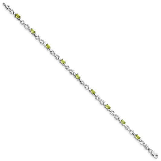 Sterling Silver Rhodium-plated Peridot Bracelet QX853PE