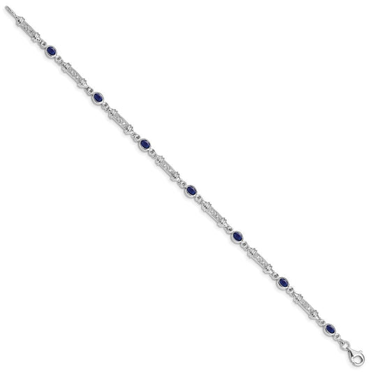 Sterling Silver Rhodium-plated Sapphire and Diamond Bracelet QX855S