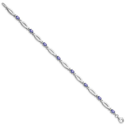 Sterling Silver Rhodium-plated Tanzanite and Diamond Bracelet QX856TZ