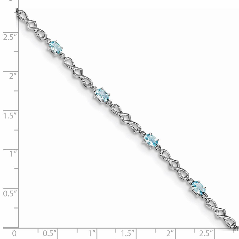 Sterling Silver Rhodium-plated Aquamarine and Diamond Bracelet QX860AQ