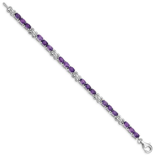 Sterling Silver Rhodium-plated Amethyst Bracelet QX863AM