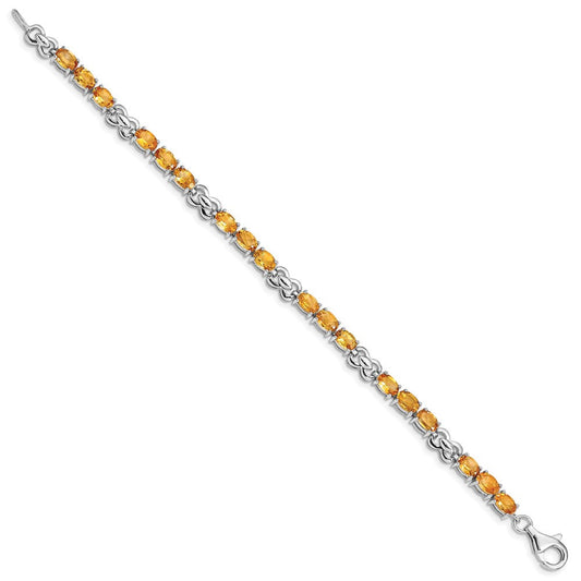 Sterling Silver Rhodium-plated Citrine Bracelet QX863CI