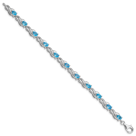 Sterling Silver Rhodium-plated Blue Topaz Bracelet QX864BT