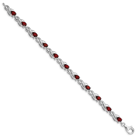 Sterling Silver Rhodium-plated Garnet Bracelet QX864GA