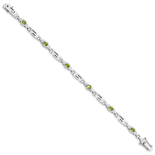 Sterling Silver Rhodium-plated Peridot Bracelet QX864PE