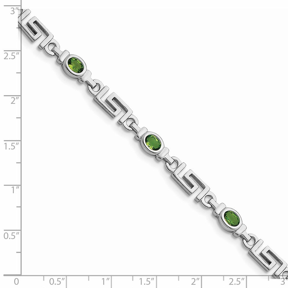 Sterling Silver Rhodium-plated Peridot Bracelet QX864PE