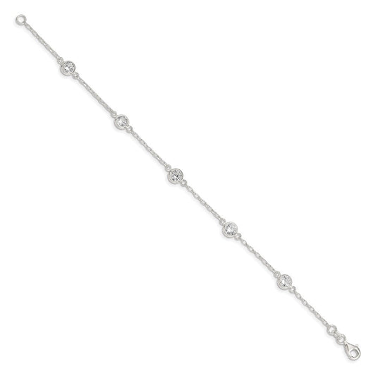 Sterling Silver Polished CZ Bracelet QX936CZ