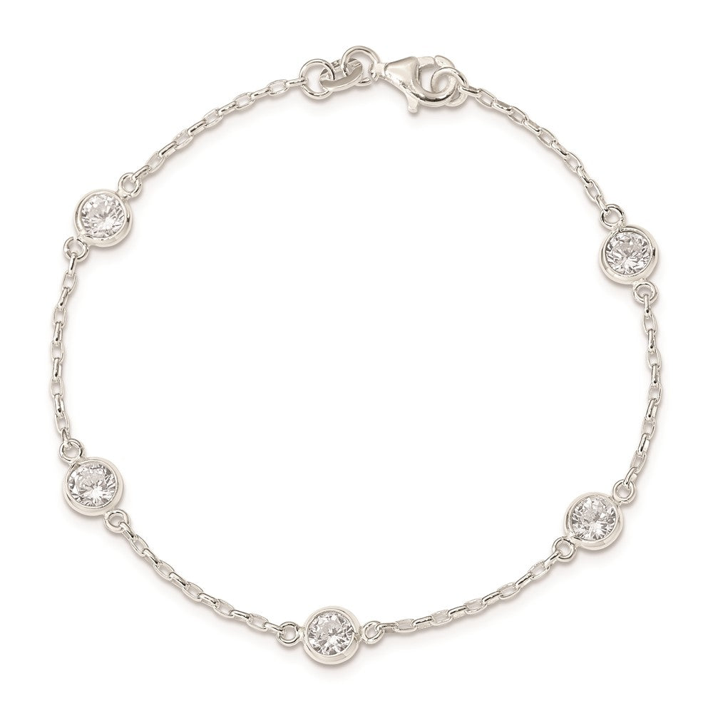 Sterling Silver Polished CZ Bracelet QX936CZ
