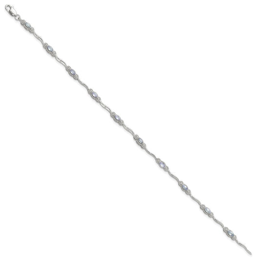 Stering Silver Rhodium-plated Polished Tanzanite 7.5 inch Bracelet QX973TZ