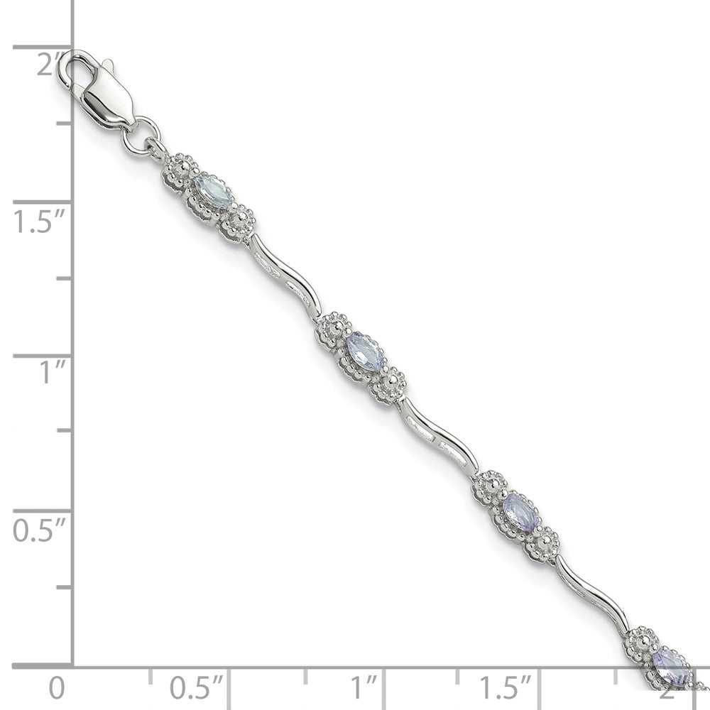 Stering Silver Rhodium-plated Polished Tanzanite 7.5 inch Bracelet QX973TZ