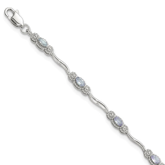 Stering Silver Rhodium-plated Polished Tanzanite 7.5 inch Bracelet QX973TZ