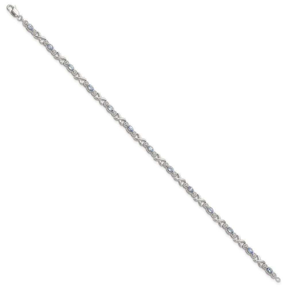 Sterling Silver Rhodium-plated Polished Tanzanite Xs 7.5 inch Bracelet QX974TZ