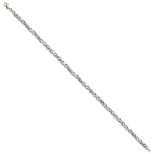Sterling Silver Rhodium-plated Polished Tanzanite Xs 7.5 inch Bracelet QX974TZ