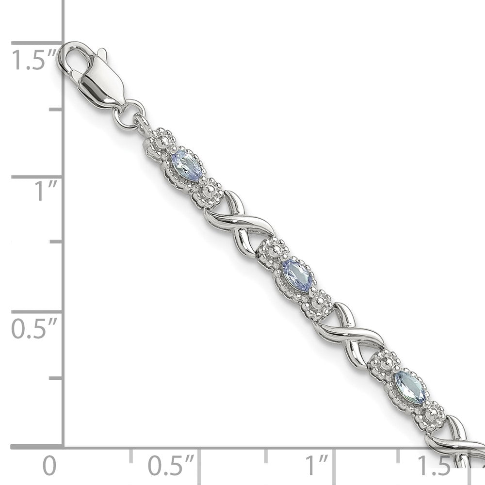 Sterling Silver Rhodium-plated Polished Tanzanite Xs 7.5 inch Bracelet QX974TZ
