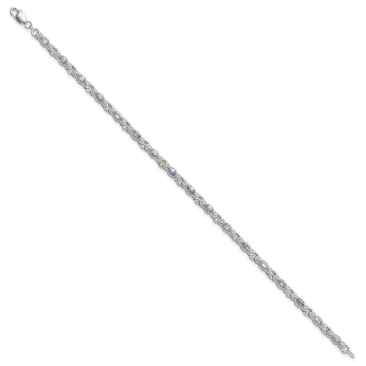 Sterling Silver Rhodium-plated Polished Tanzanite 7.5 inch Bracelet QX975TZ