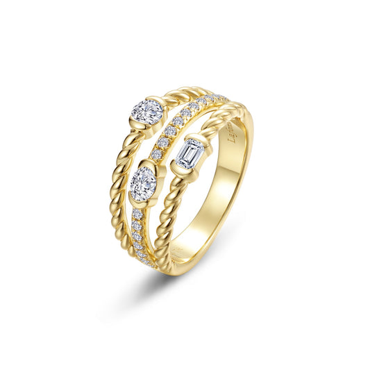 Lafonn Mixed-Cut Half Bezel Rope Ring