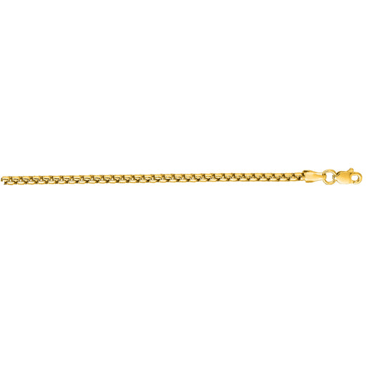 14K Gold 3.4mm 22" Lite Round Box Chain