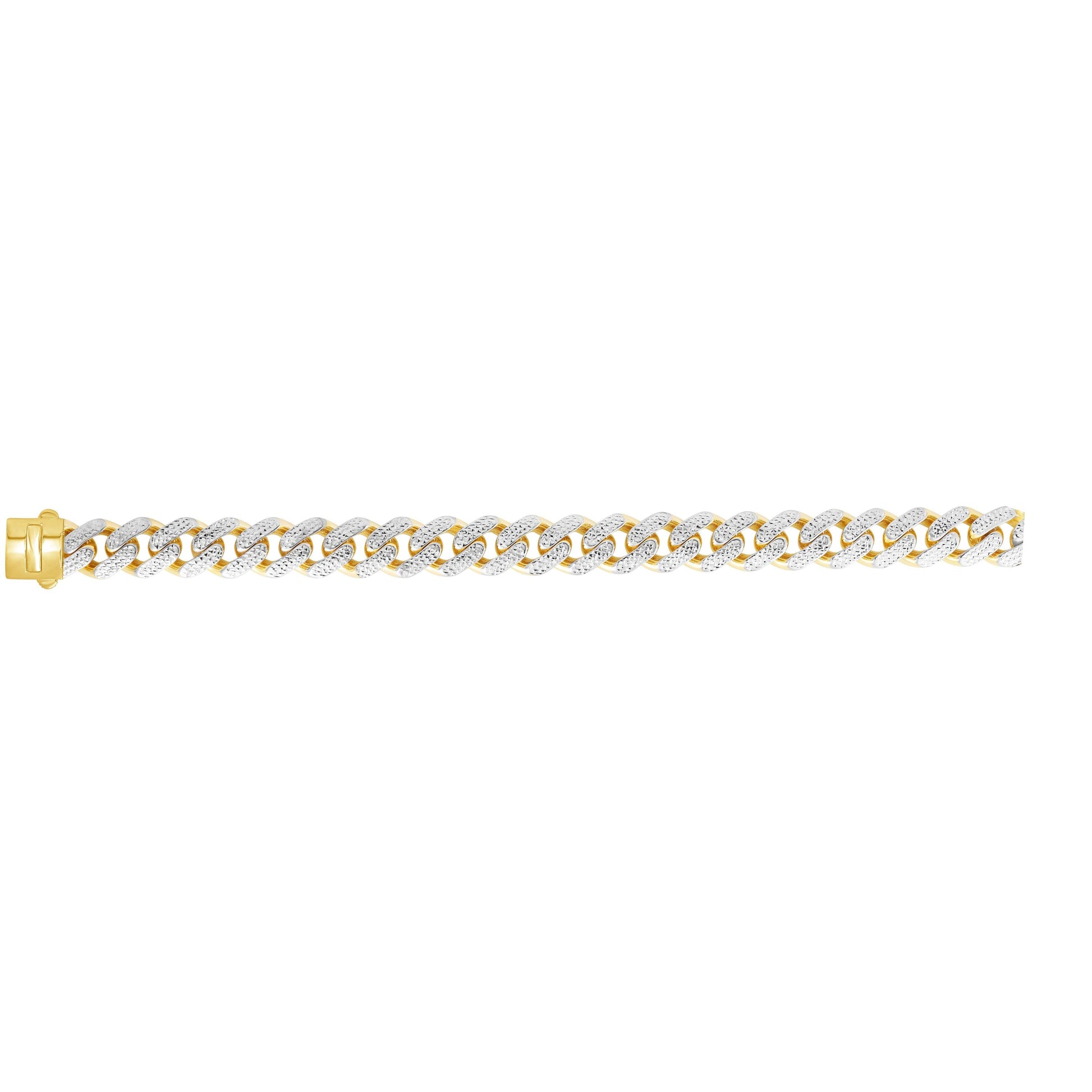 Royal Chain 14K Gold 13.5mm White Pave Lite Miami Cuban RC10350