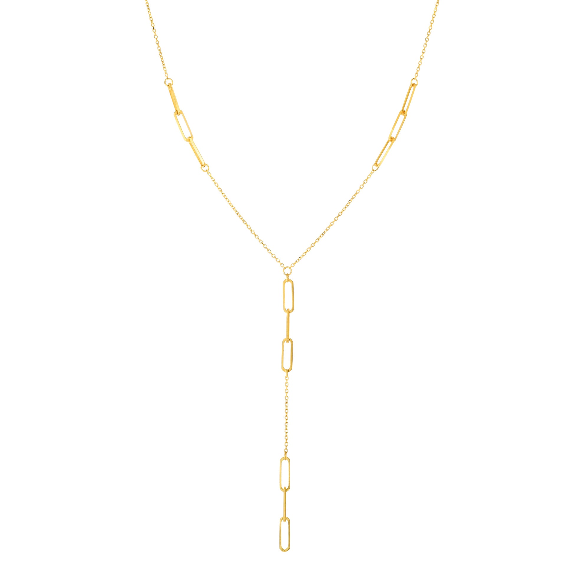 Royal Chain 14K Gold Paperclip Lariat Necklace RC11573