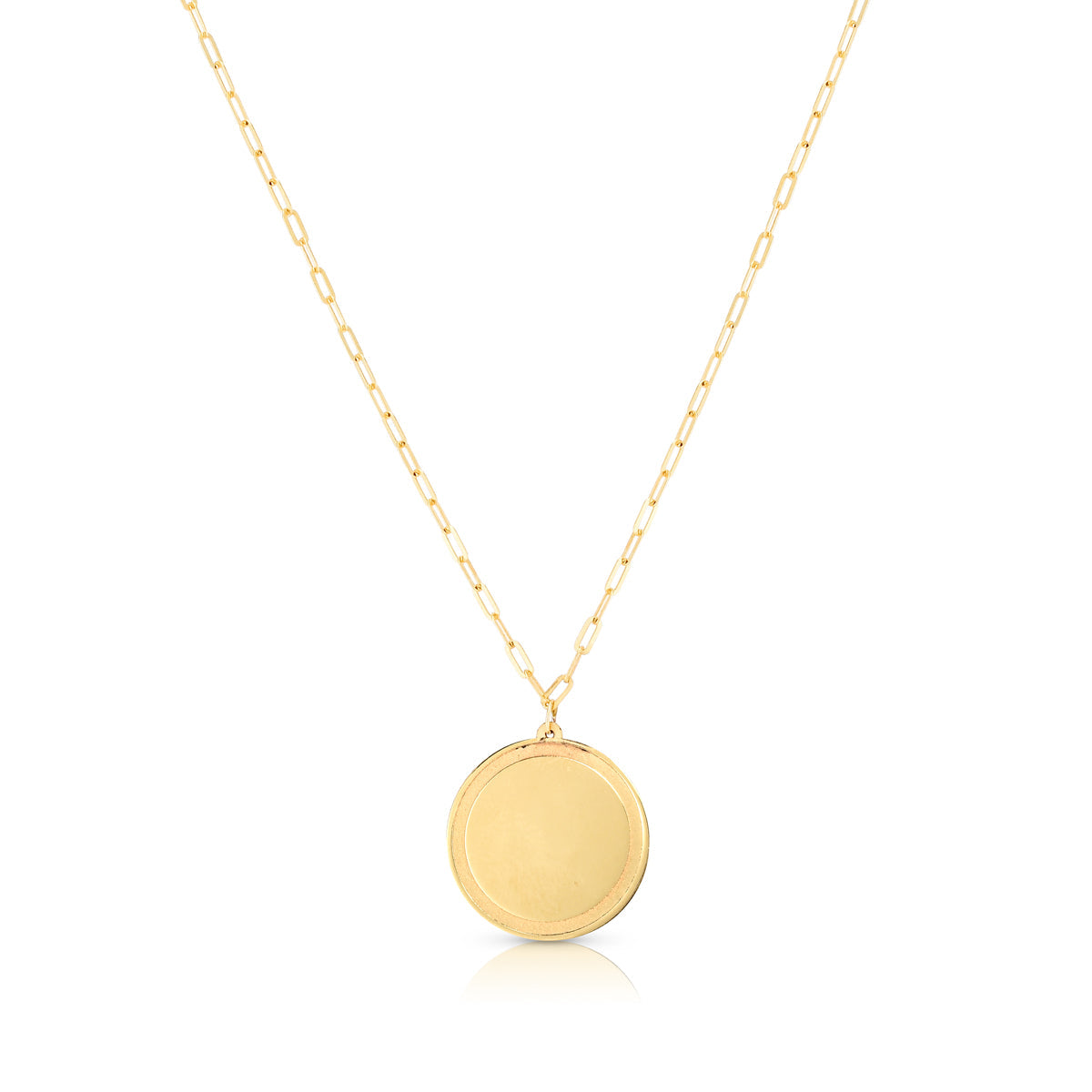 Royal Chain 14K Gold Round Tag with Paperclip Chain RC11585