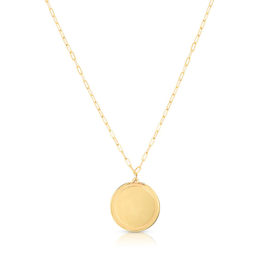 Royal Chain 14K Gold Round Tag with Paperclip Chain RC11585