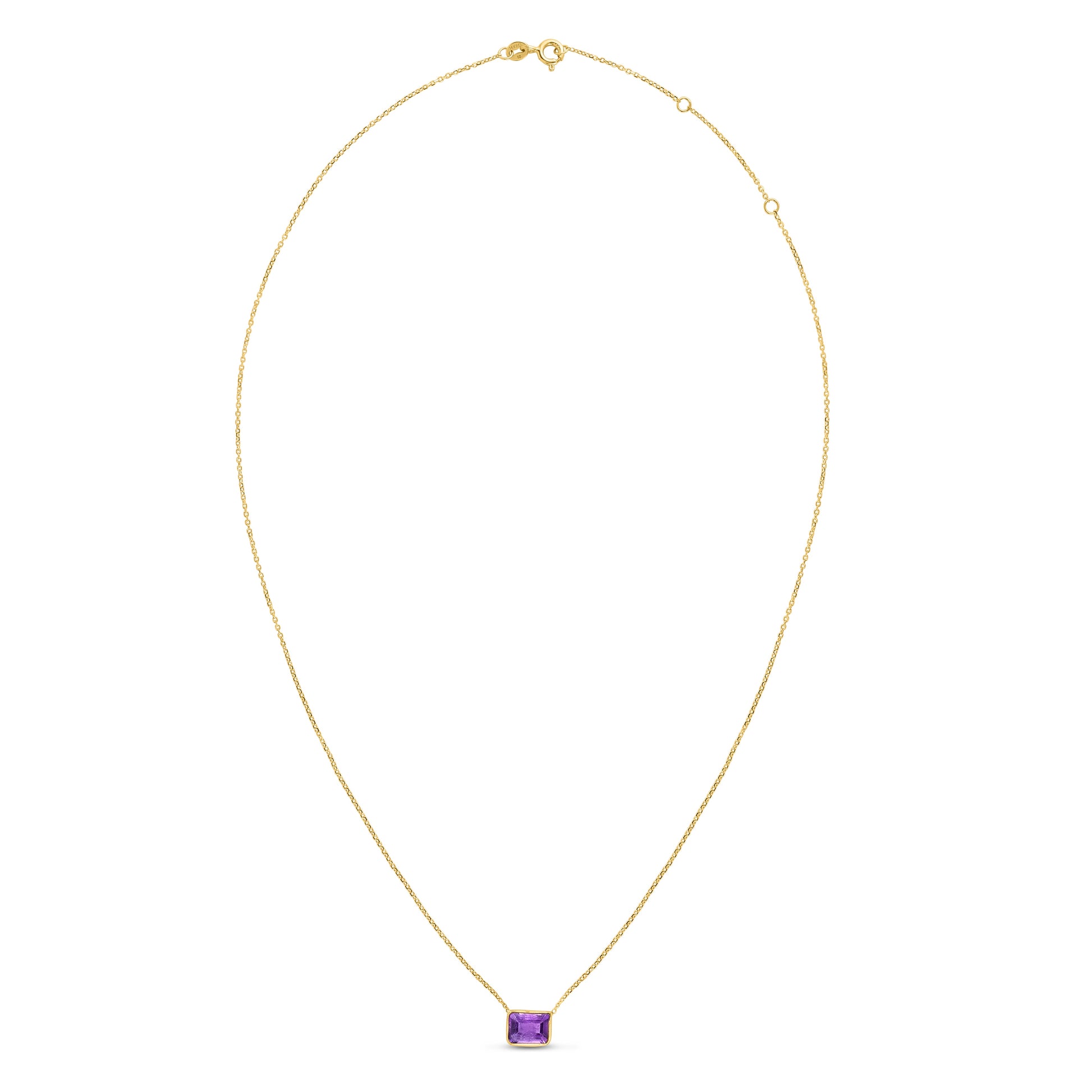 Royal Chain 14K Gold Emerald Cut Amethyst Necklace RC11899