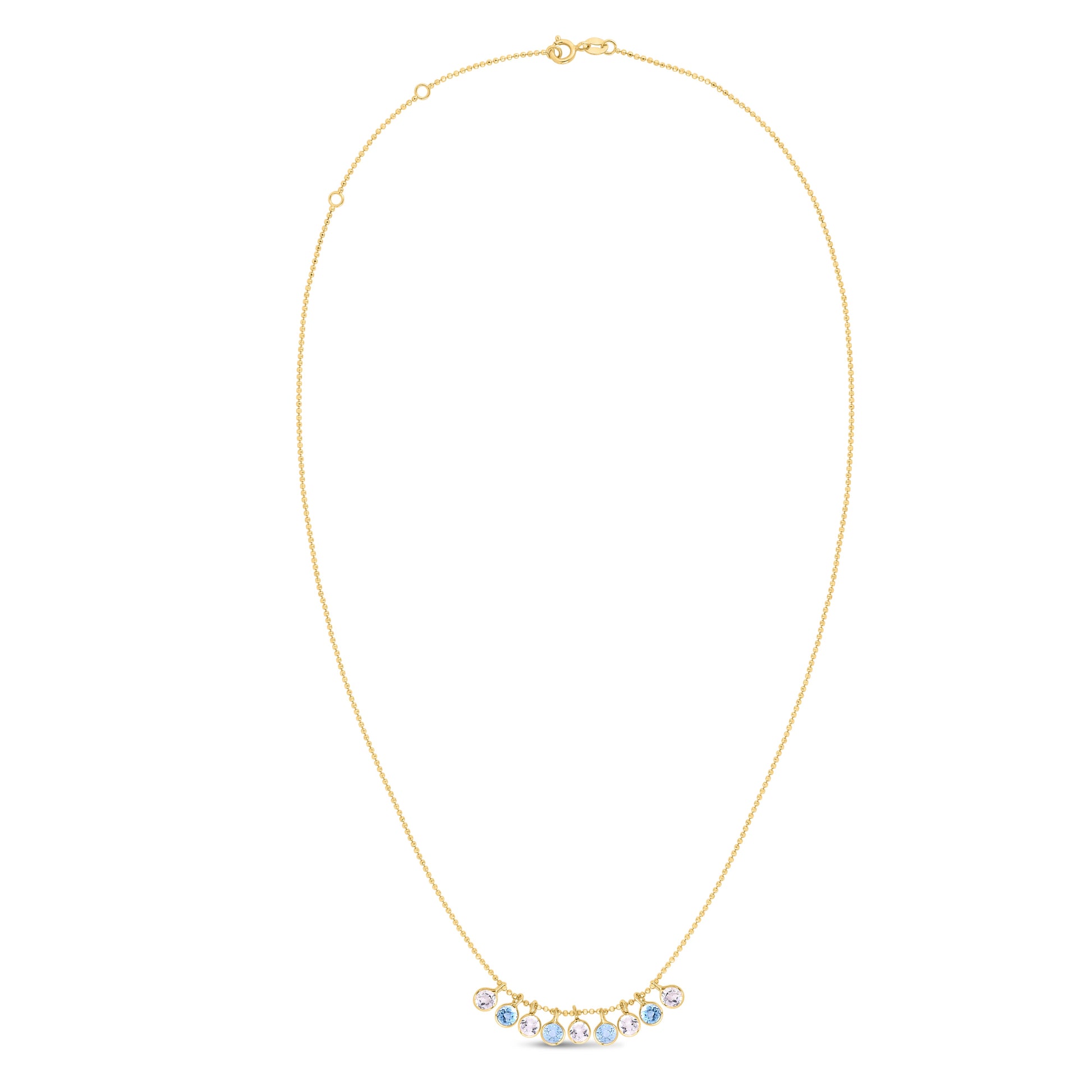 Royal Chain 14K Gold Blue and White Topaz Dancing Drop Necklace RC11902