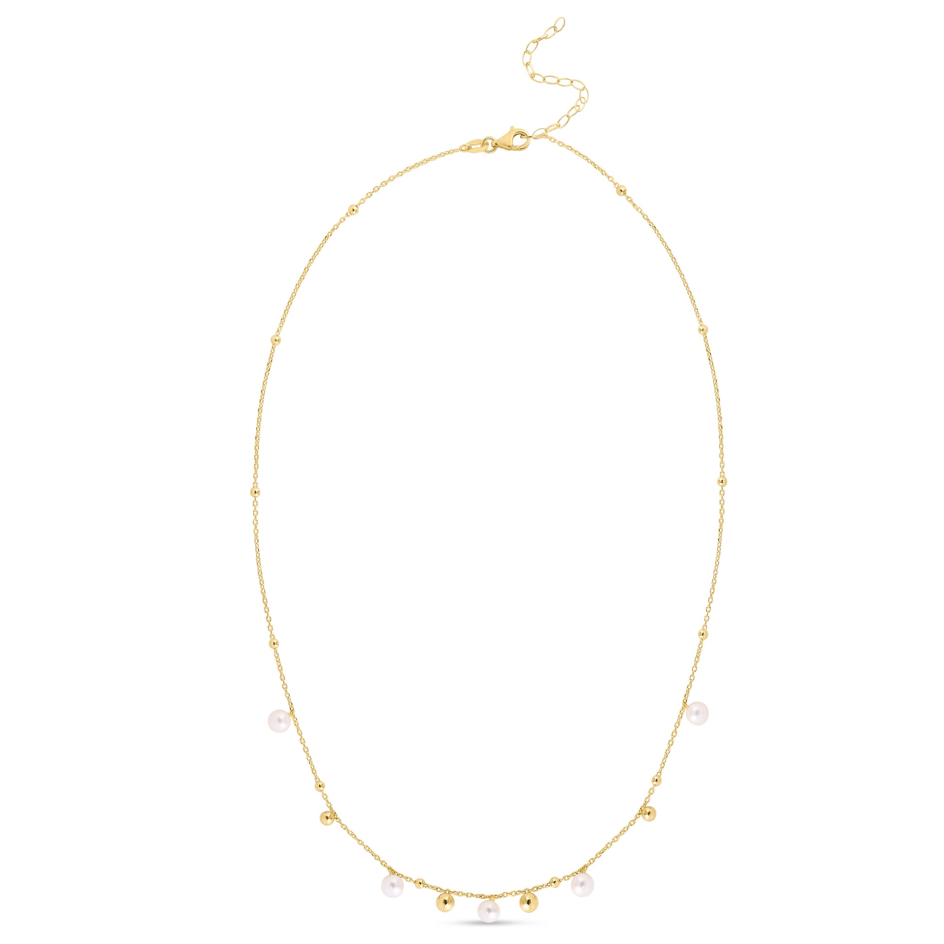 Royal Chain 14K Gold Pearl and Scattered Bead Necklace RC11945