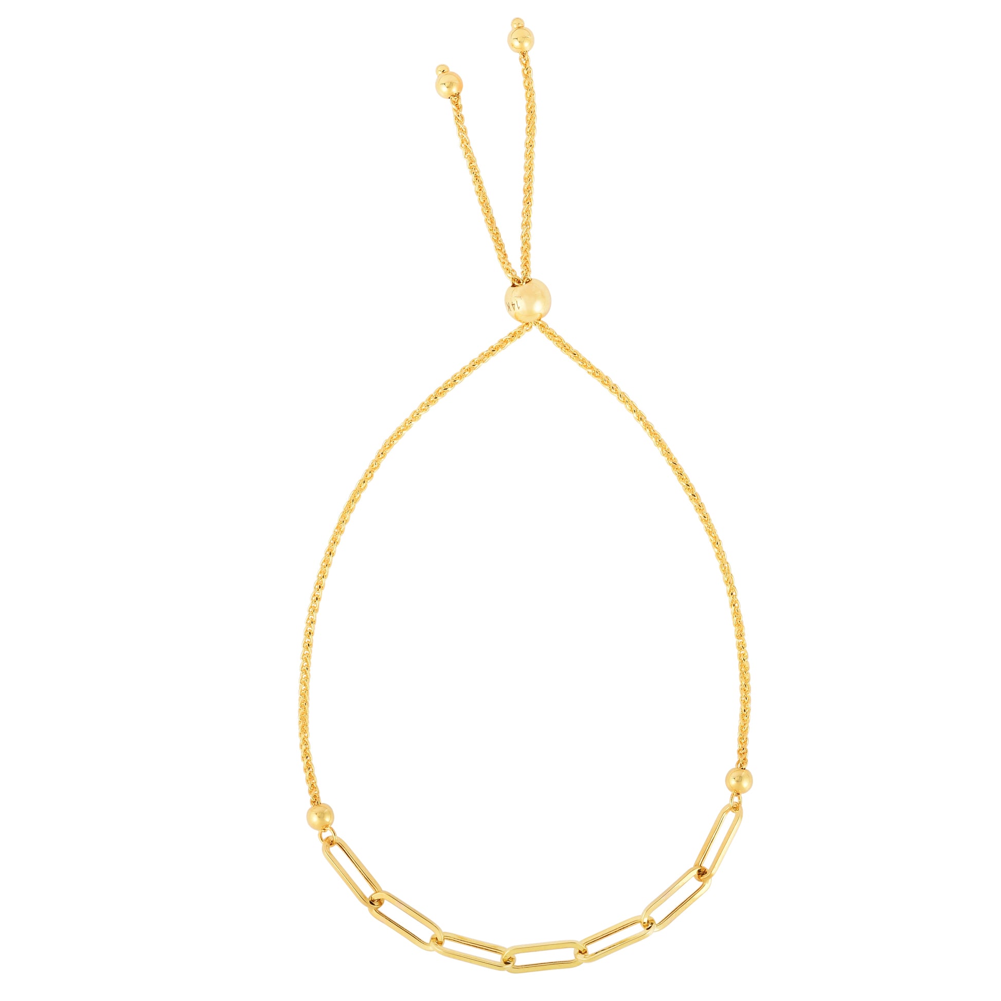 Royal Chain 14K Gold Paperclip Friendship Bracelet RC12605