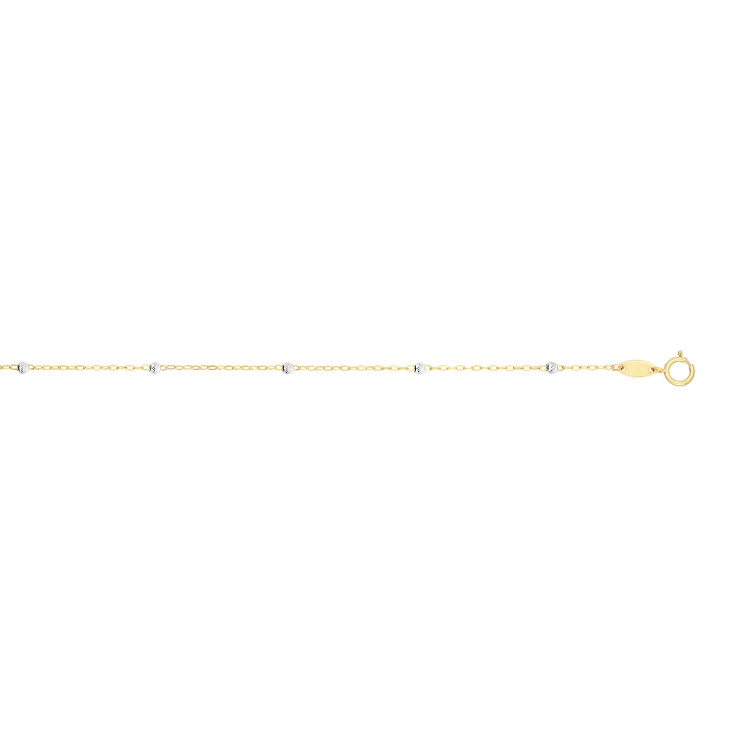 14K Gold 3.5mm Diamond Cut Bead Saturn Chain