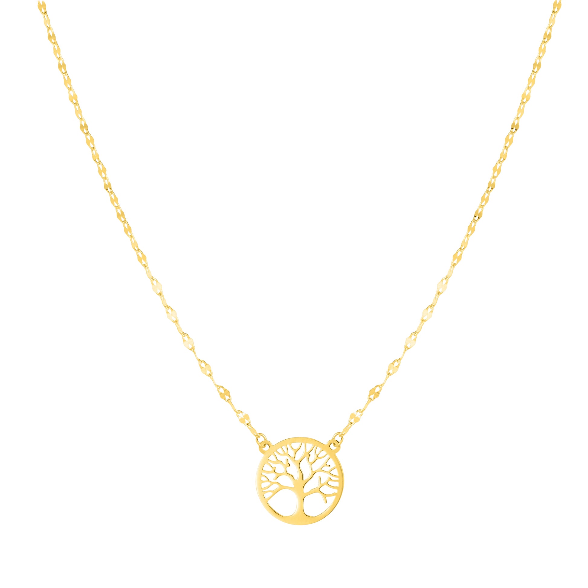 Royal Chain 14K Gold Tree of Life on Mirror Chain Necklace RC12657