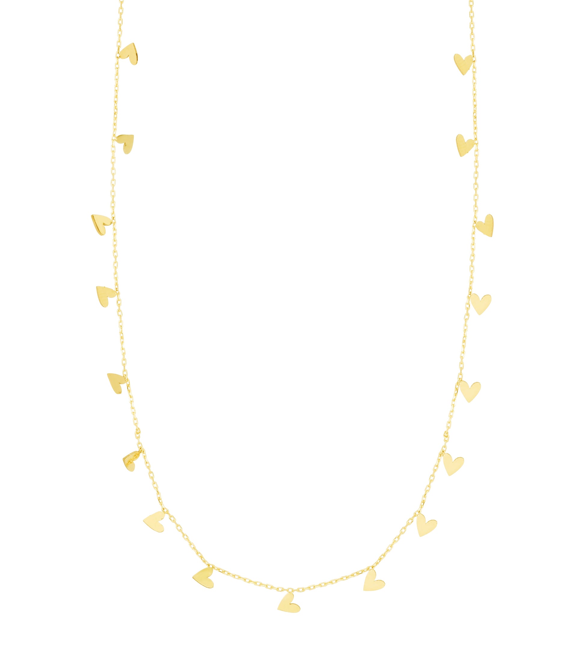 Royal Chain 14K Gold Dangling Hearts Necklace RC12666