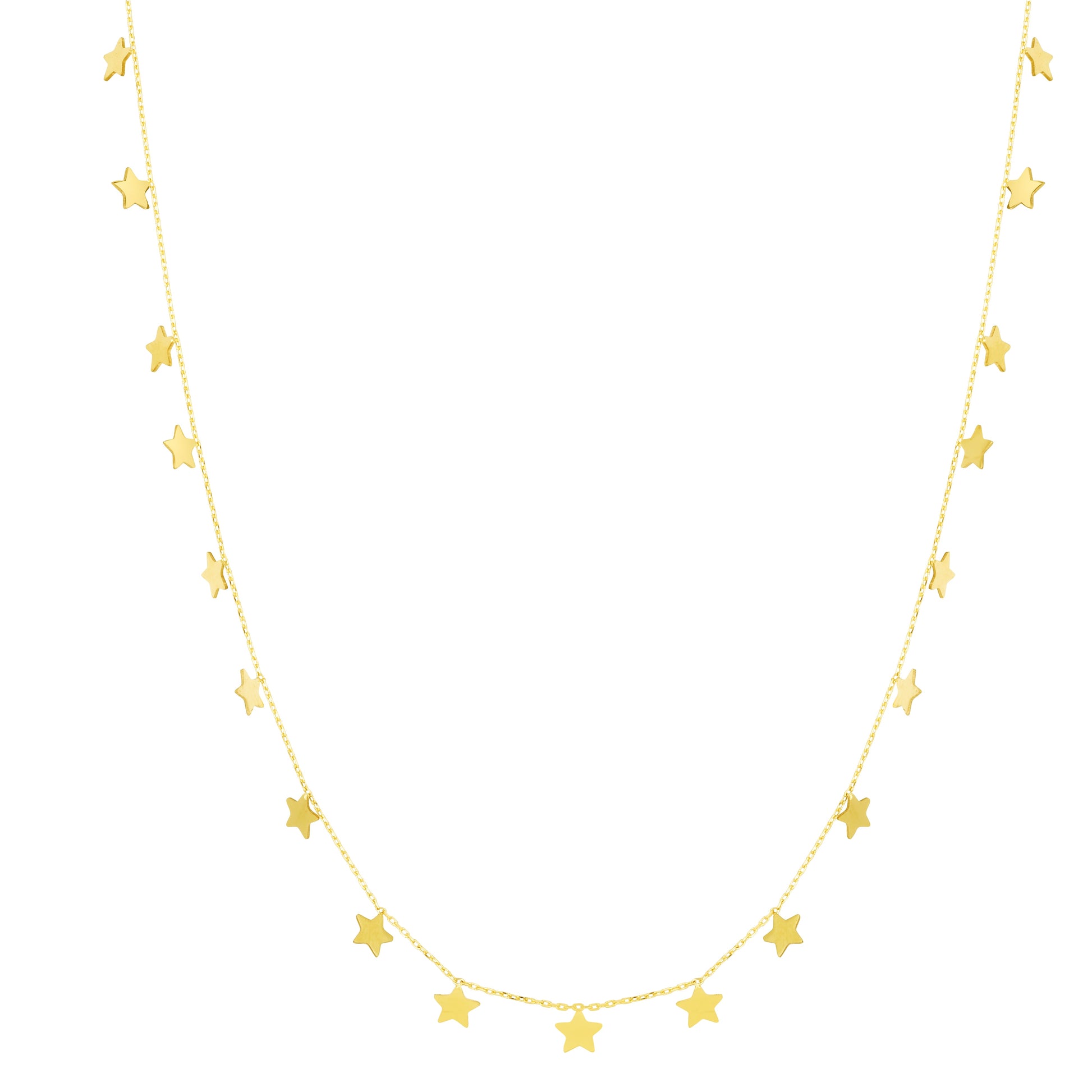 Royal Chain 14K Gold Dangling Stars Necklace RC12669
