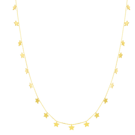 Royal Chain 14K Gold Dangling Stars Necklace RC12669