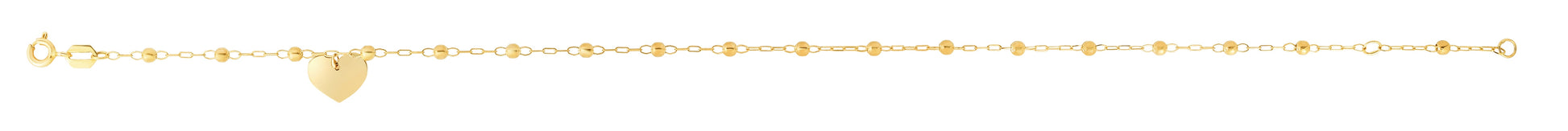Royal Chain 14K Gold Dangle Heart and Bead Station Anklet RC12818