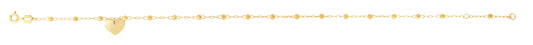 Royal Chain 14K Gold Dangle Heart and Bead Station Anklet RC12818