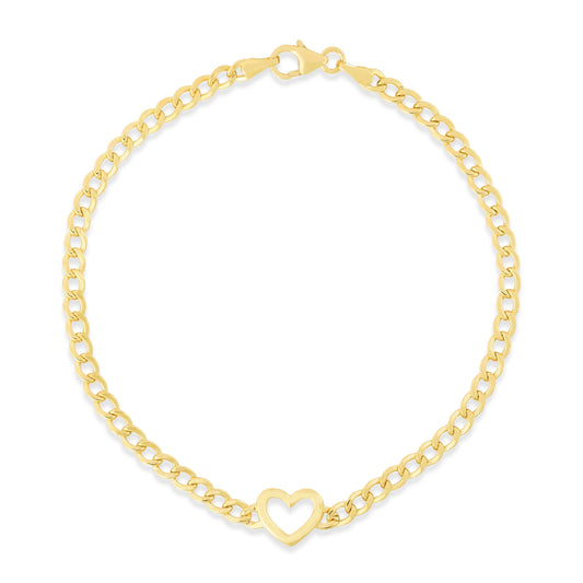Royal Chain 14K Heart Curb Bracelet RC13400