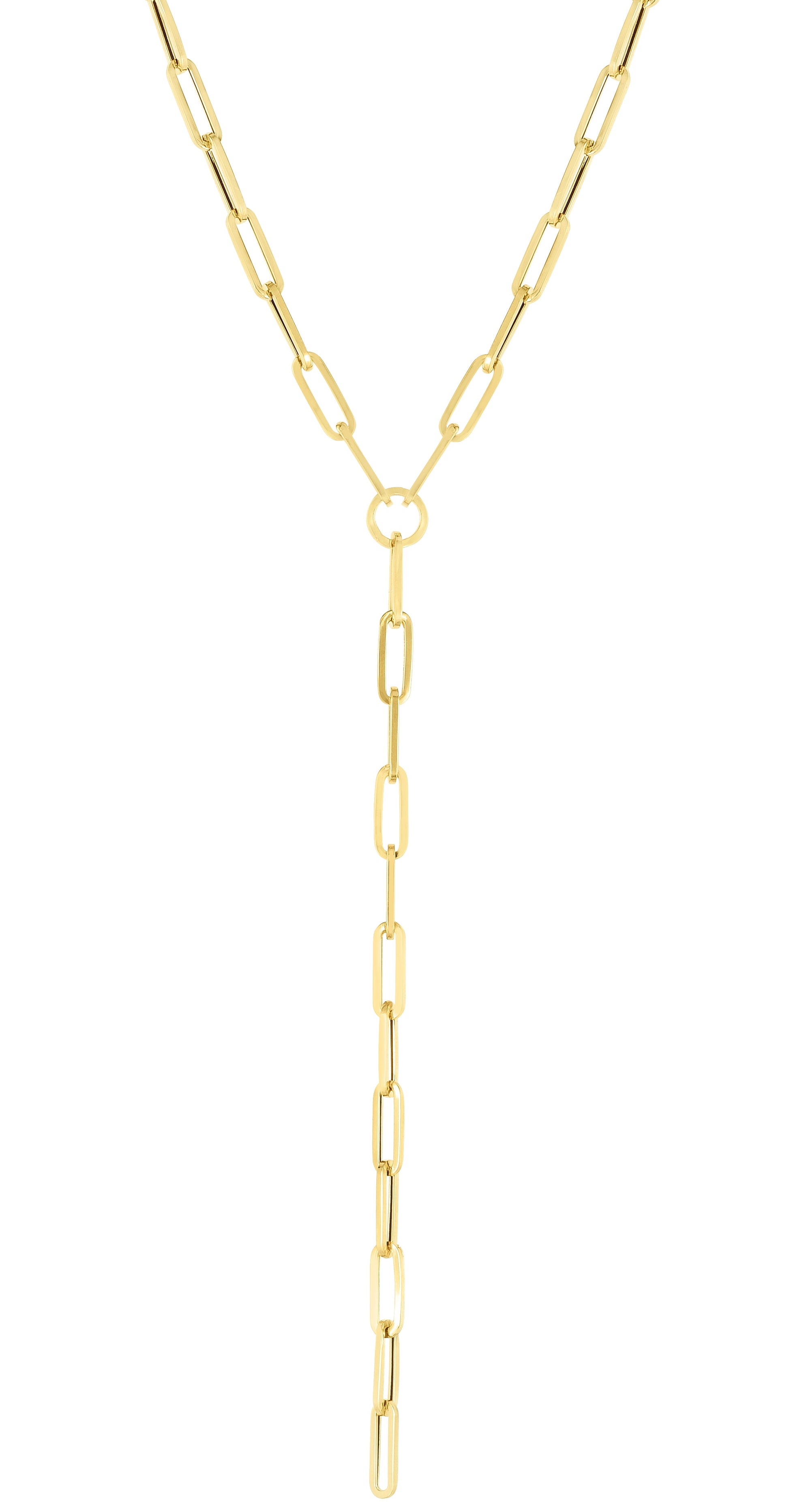 Royal Chain 14K Lariat Paperclip Y-Necklace RC13410
