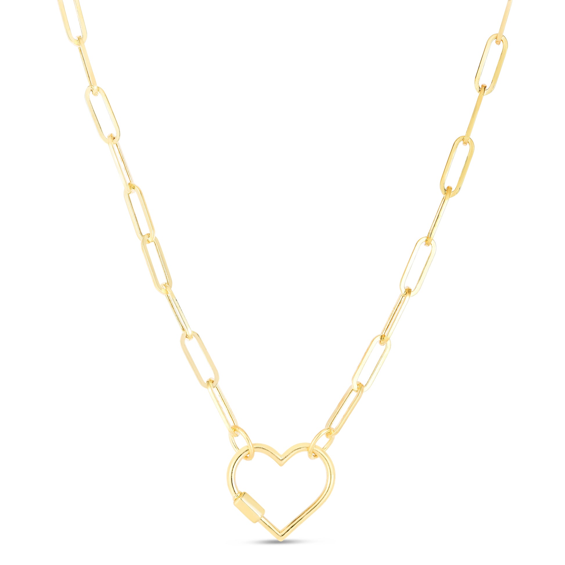Royal Chain 14K Heart Carabiner Paperclip Necklace RC13825