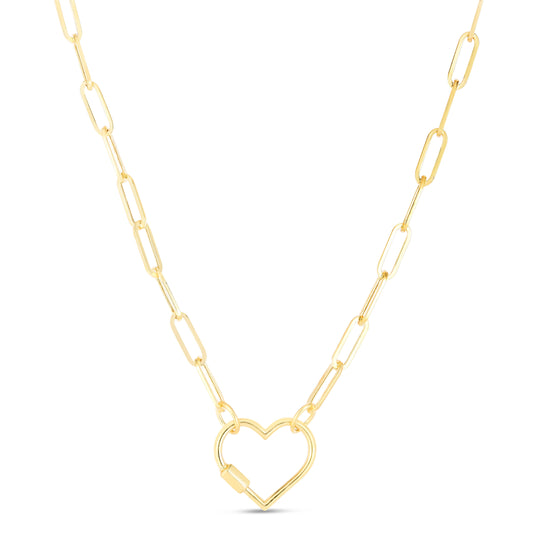 Royal Chain 14K Heart Carabiner Paperclip Necklace RC13825