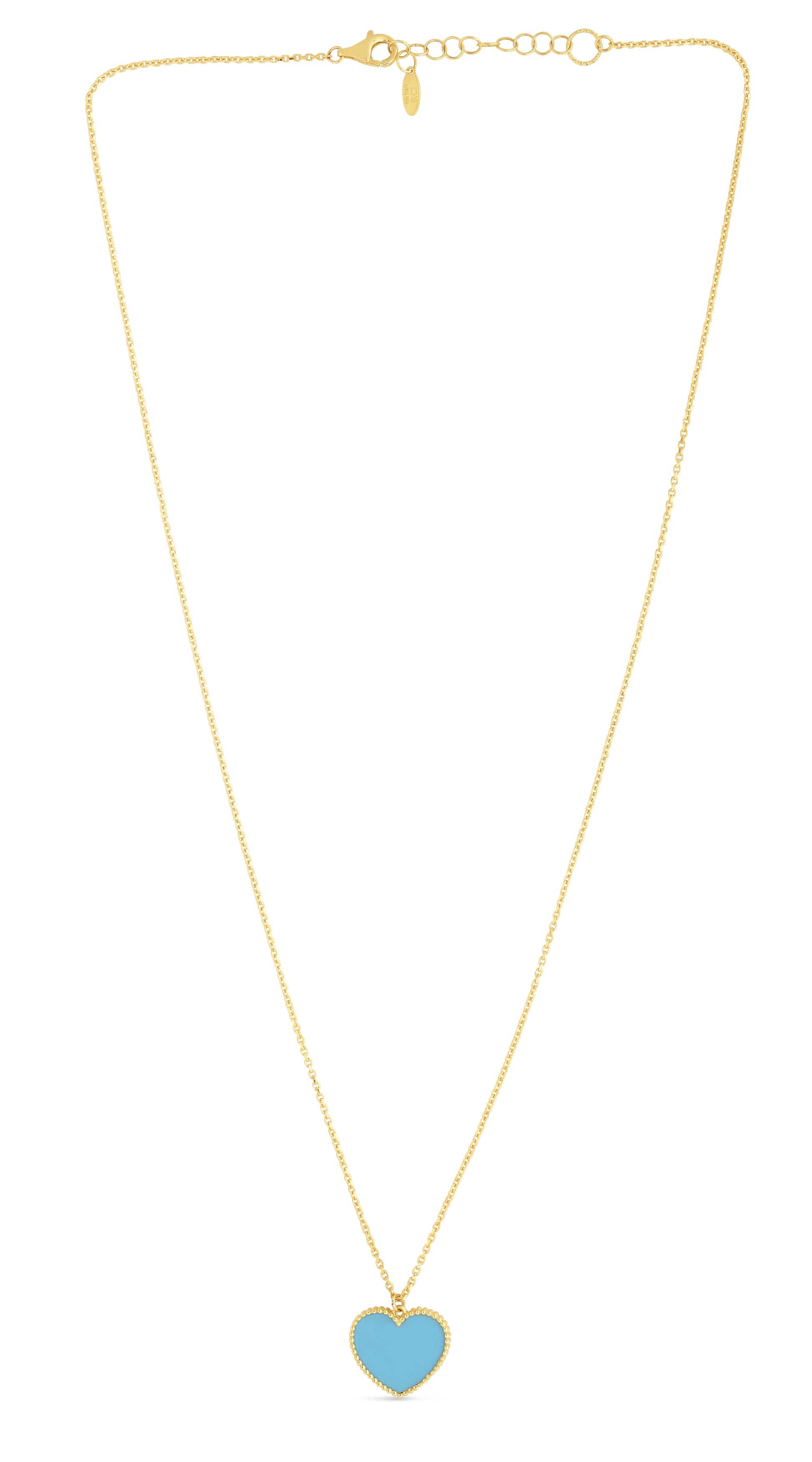 Royal Chain 14K Gold Turquoise Paste Heart Necklace RC14106
