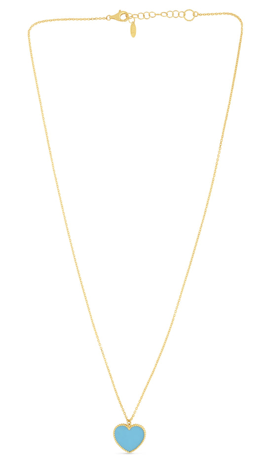 Royal Chain 14K Gold Turquoise Paste Heart Necklace RC14106