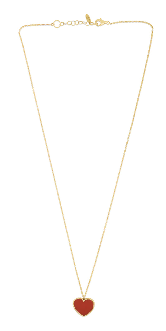 Royal Chain 14K Gold Red Cornelia Heart Necklace RC14108