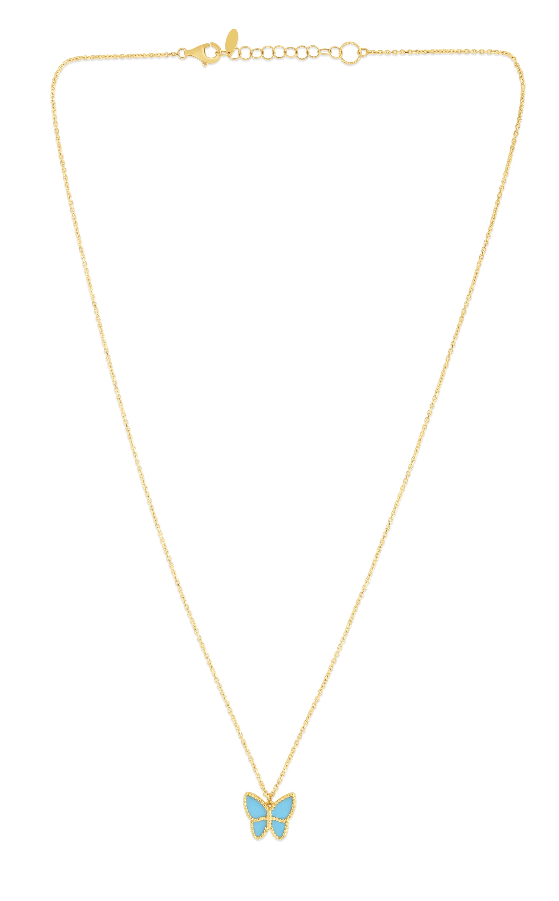 Royal Chain 14K Gold Turquoise Paste Butterfly Necklace RC14127