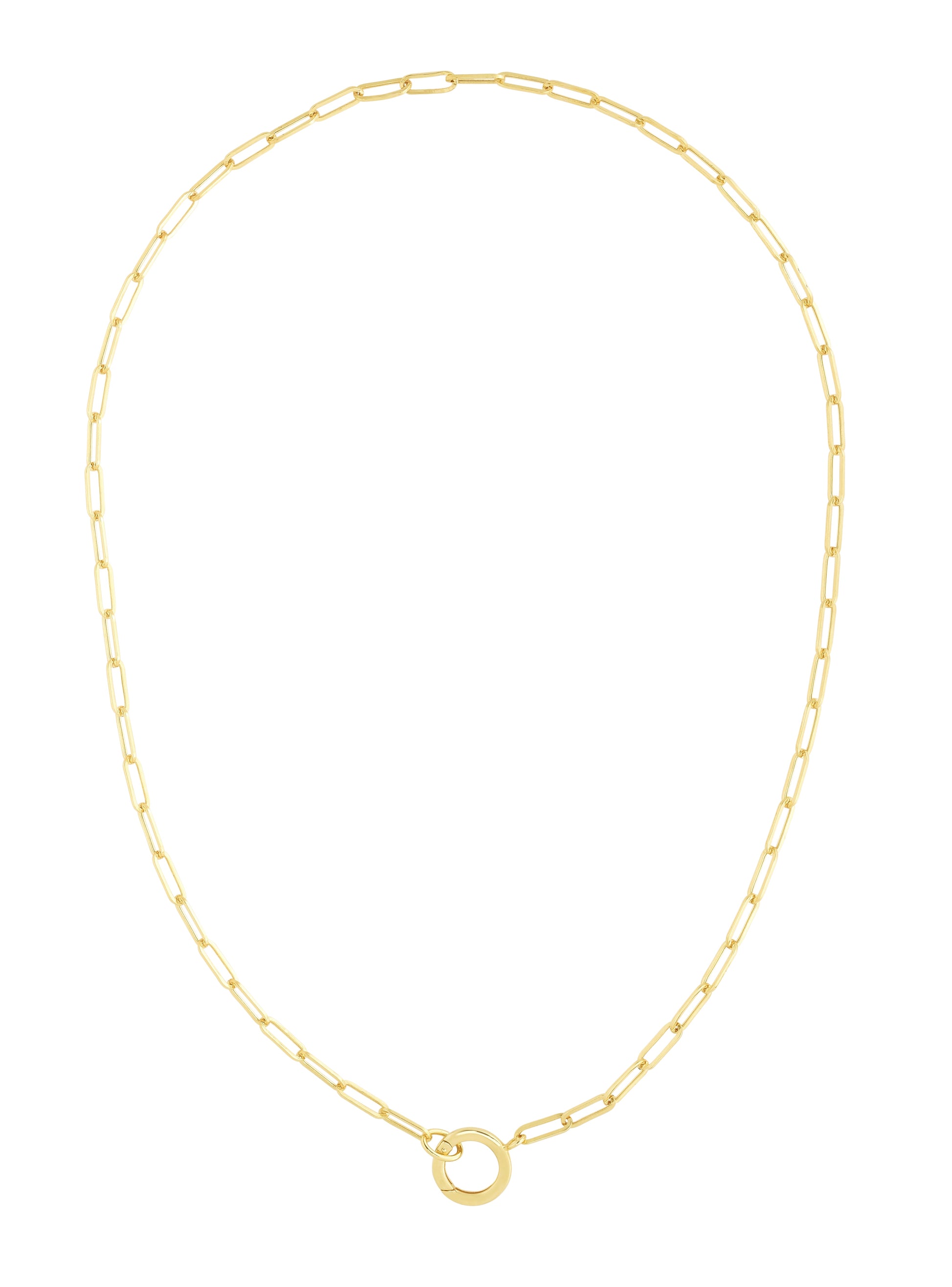 Royal Chain 14K Gold 3.2mm Charm Clasp Paperclip Necklace RC14326